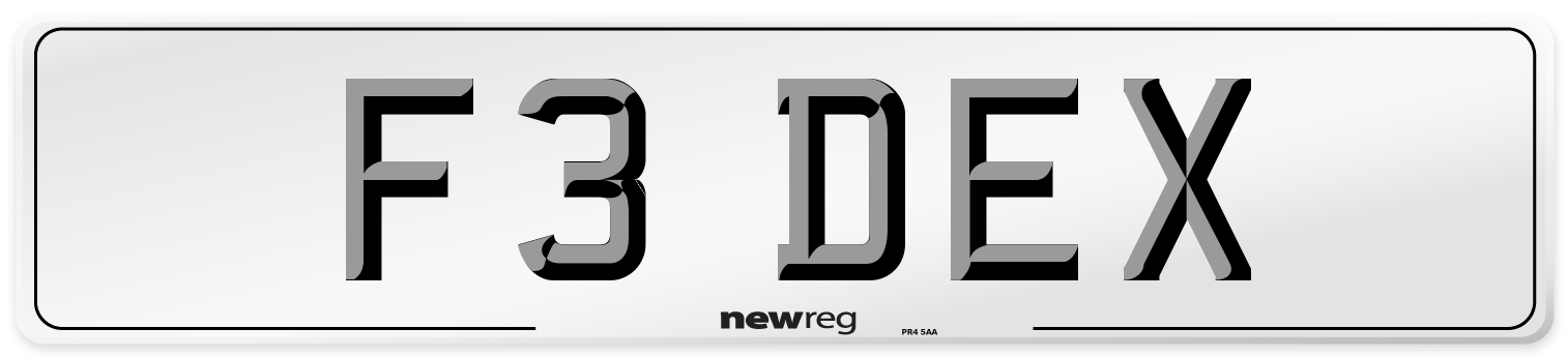 F3 DEX Number Plate from New Reg